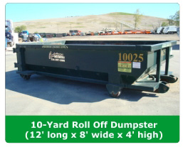 10-yard Rubber Wheeled Roll Off Dumpster