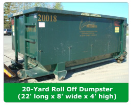 20-yard Rubber Wheeled Roll Off Dumpster