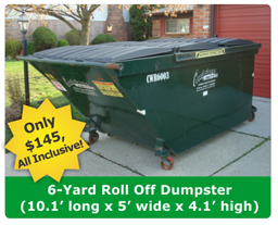 6-yard Rubber Wheeled Roll Off Dumpster